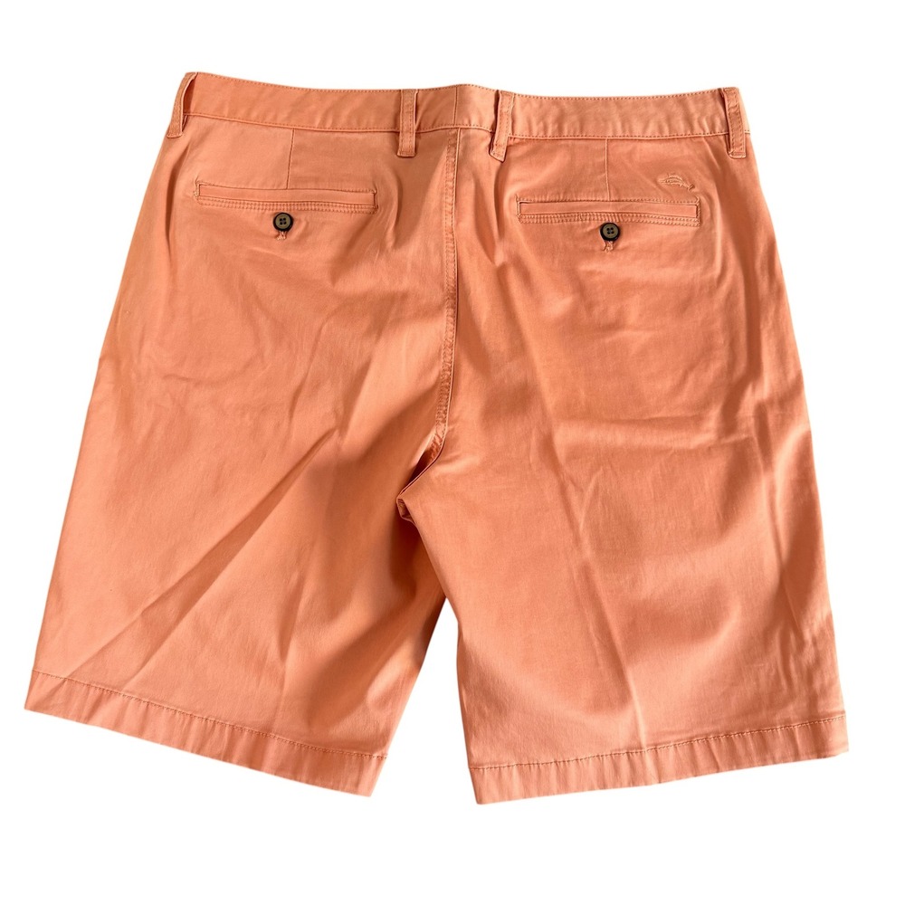 Tommy Bahama 36x9.5 Coral Orange Cotton Blend Flat Front Stretch Men's Shorts - Picture 2 of 9